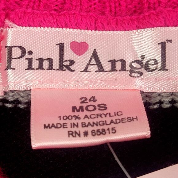 Pink Angel Baby Girl S/S Pink/Gray/Black Sweater Dress Size 24‎ Months NWT - Picture 4 of 6